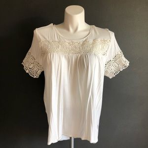 Ann Taylor Loft Women’s Cream Lace High-Low Top